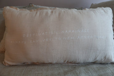 Natural Linen Pillow Inner with Black Embroidered Letters (90 x 50 cm) - No. 14 | Mandala Stencils