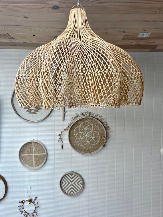 Rotan hanglamp bloemvorm - 40 cm - naturel