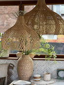 Rattan hang lamp flower shape - 40 cm -naturel