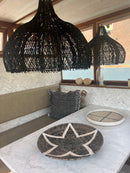 Rattan hang lamp flower shape - 40 cm - black