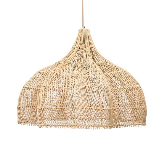 XXL Rattan organic shape flower hanging lamp -  120 cm - natural color